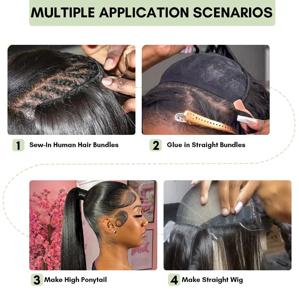 16A Straight Human Hair Bundles Brazilian 30 Inch 100% Unprocessed Virgin Hair Weave Bundle Double Weft Raw Human Hair 1/3/4 PCS Hair Extensions Bundles