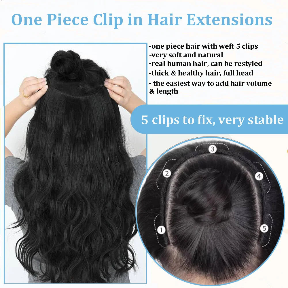 Clip in One Piece Straight 10inches with 5clips Human Hair Extension Brazilian Remy Hairpiece Clip in Hair Extensions Natural
