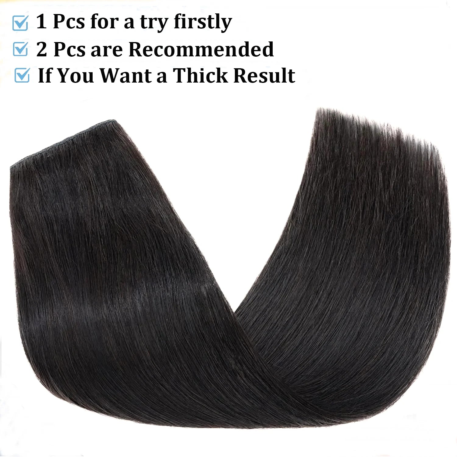 Clip in One Piece Straight 10inches with 5clips Human Hair Extension Brazilian Remy Hairpiece Clip in Hair Extensions Natural