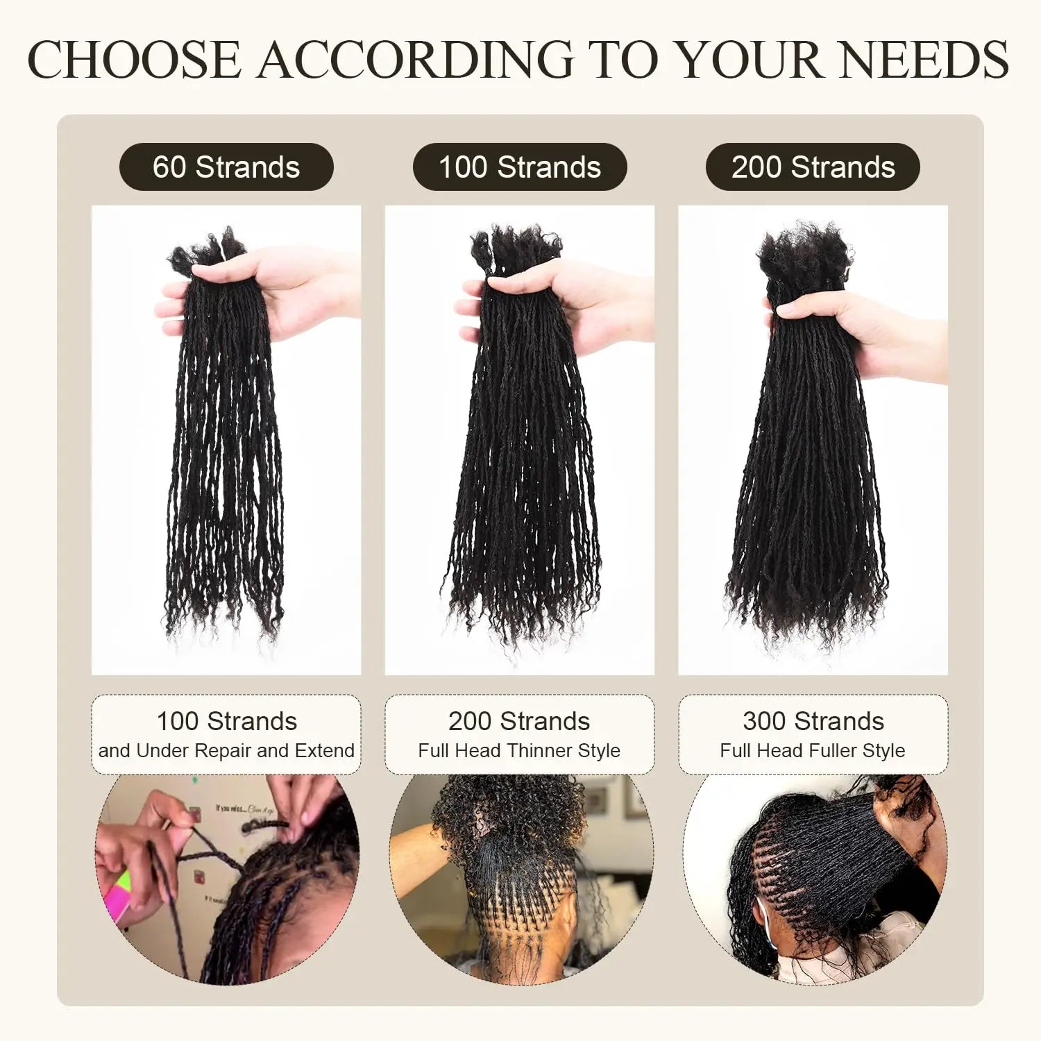 8-12inch 0.2cm Handmade Inter Loc Extension Sisterlocks 100% Real Human Hair Permanent Micro Locs Extensions Soft Dreadlock
