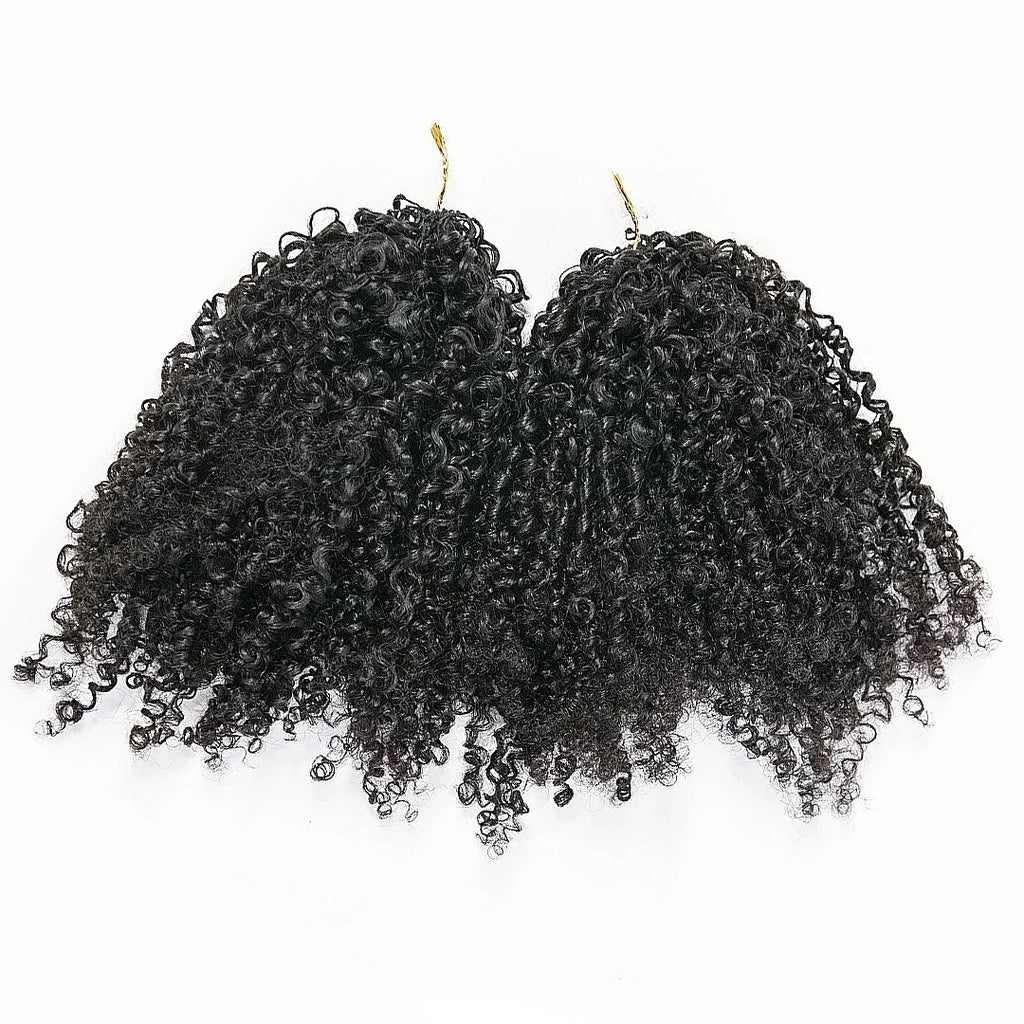 New Kinky Curly Crochet Human Hair Pre-Separated Feather Extensions 100% Real Human Hair Knotless Crochet Hair ExtensionNatural
