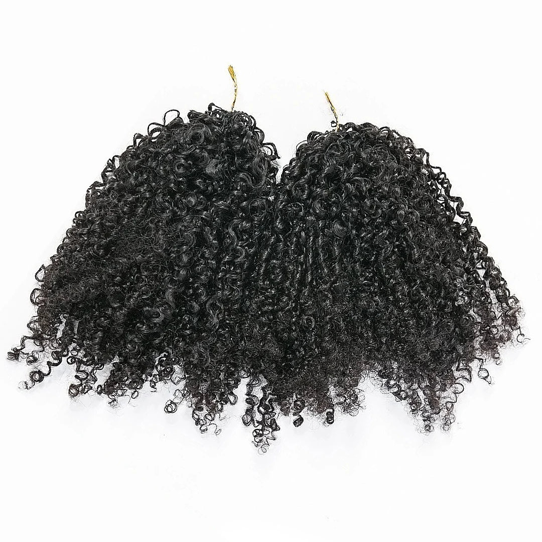 New Kinky Curly Crochet Human Hair Pre-Separated Feather Extensions 100% Real Human Hair Knotless Crochet Hair ExtensionNatural