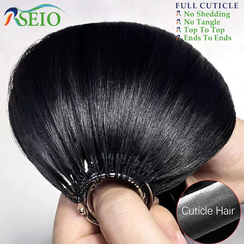 RSEIO New Feather hair extensions Human Hair 100% Real Natural Hair Comfortable and Invisible 16"-26" Black Brown Blonde Straigh