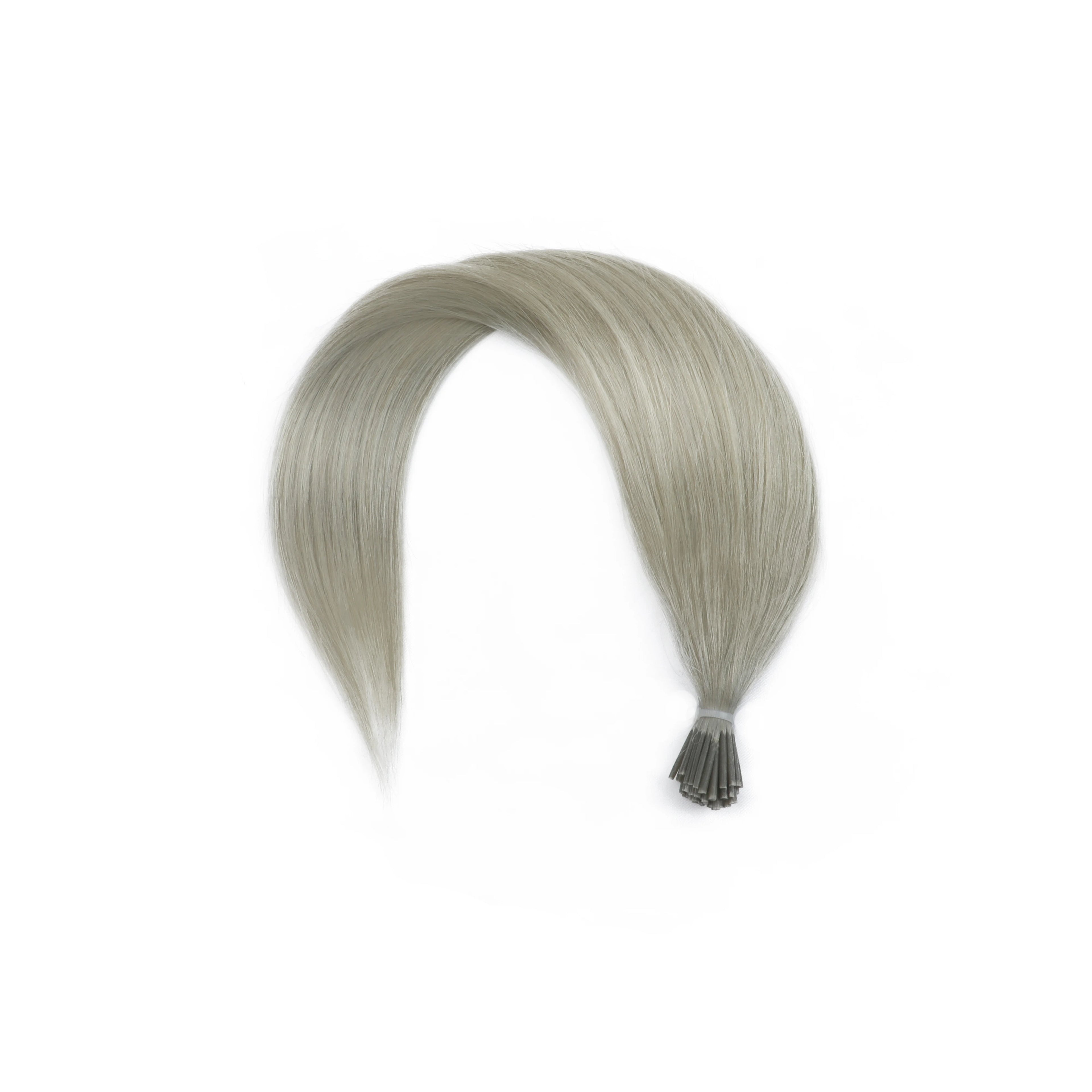 I Tip Keratin Hair Extensions Grey Real Human Hair Pre-Bonded Micro Beads Hair Capsules Micro Link Capsules Hair 12-20 Inch