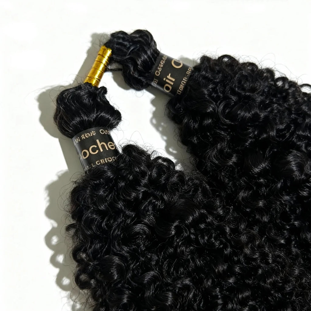 New Kinky Curly Crochet Human Hair Pre-Separated Feather Extensions 100% Real Human Hair Knotless Crochet Hair ExtensionNatural