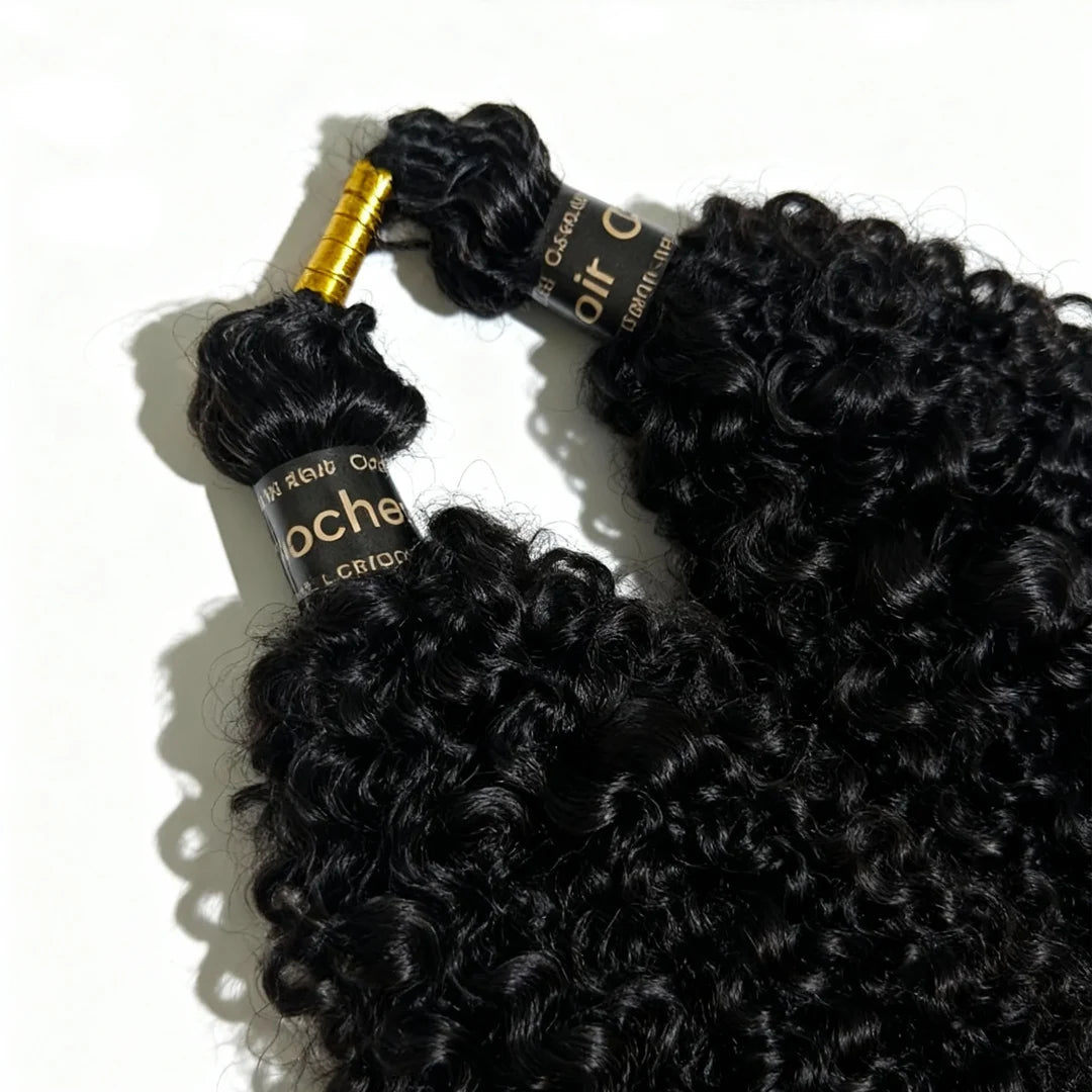 New Kinky Curly Crochet Human Hair Pre-Separated Feather Extensions 100% Real Human Hair Knotless Crochet Hair ExtensionNatural