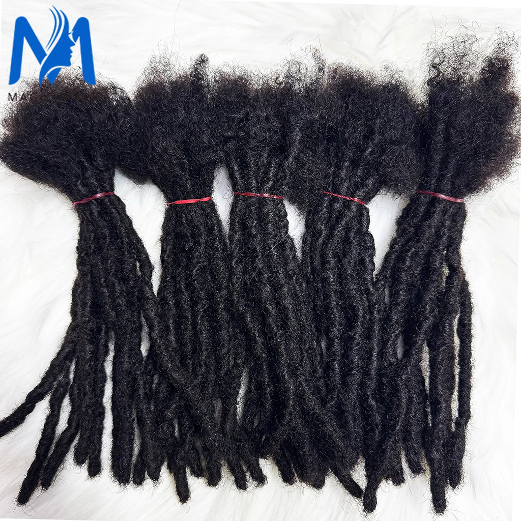100% Real Human Hair Dreadlock Extensions for Crochet Braids 0.6cm Width Handmade Loc Extensions Human Hair for Men Women