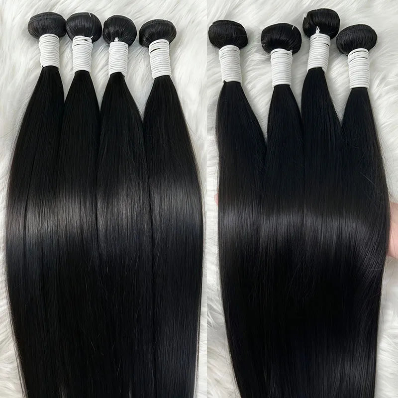 30 34 Inch Straight Human Hair Bundles Raw Hair Bundles 100% Human Hair Natural Brazilian Human Hair Extensions For Black Women