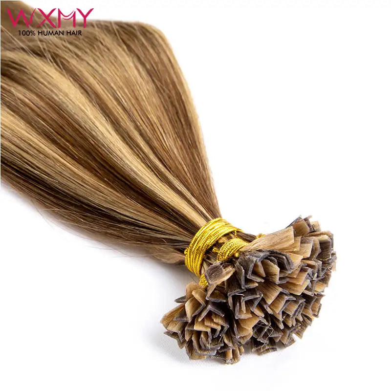 Straight Keratin V Tip Hair Extensions Real Human Hair 50Strands/Set Free Shipping Natural Fusion Human Hair Extension 12-24Inch