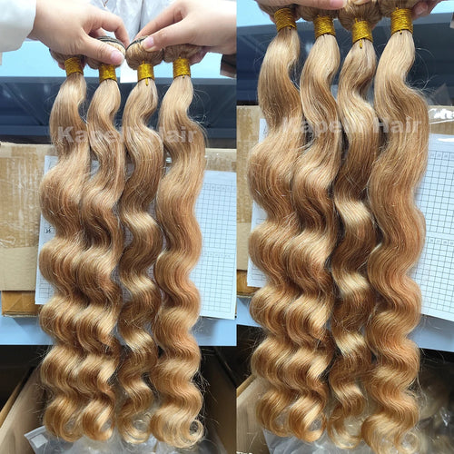 #27 Honey Blonde Body Wave Human Hair Bundles 100% Unprocessed Human Hair Weave Brazilian 15A Raw Hair Bundles Extensions
