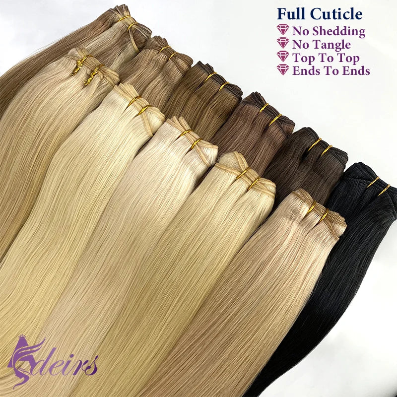ADEIRS High Quality Human Hair Wefts Extensions Hair Weaves Bundles 100% Real Human Natural Hair Double Weft Brown Blonde salon