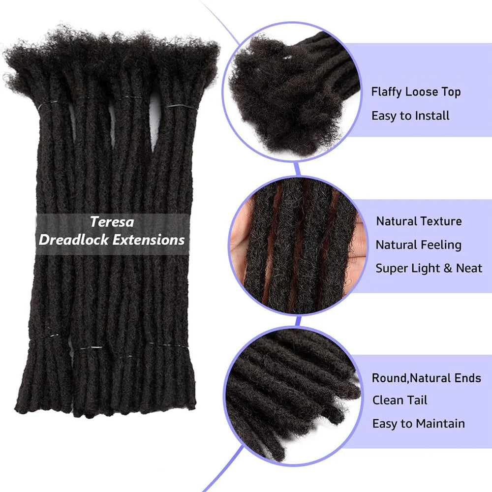 Teresa Synthetic Hair Dreadlock Extensions Synthetic Loc Extensions 0.8cm Width 10Inch 15 Strands Real Hair Dreadlock Extensions
