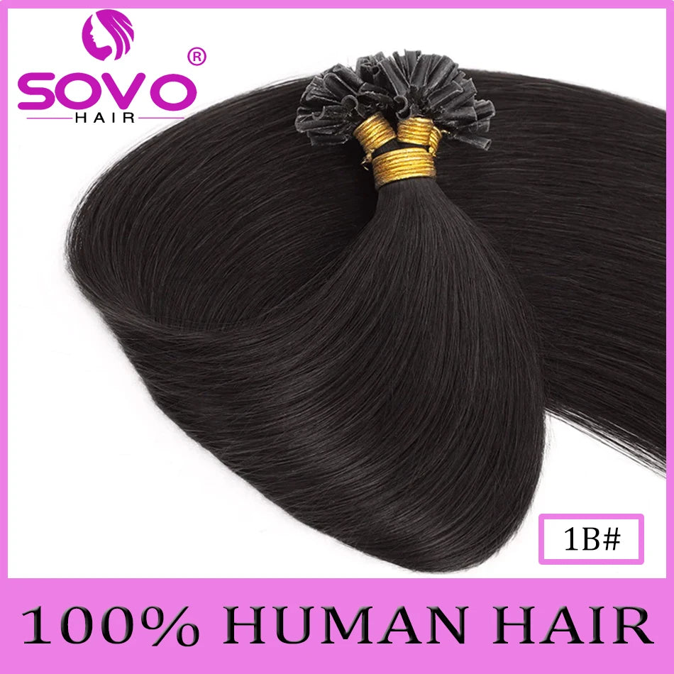 Straight U Tip Hair Extensions 100% Real Remy Human Hair 12"-26" Pre Bonded Keratin Hair Extensions For Salon Supply 100 Strands