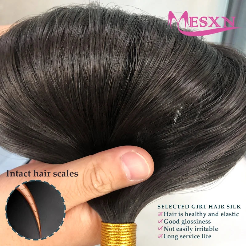 MESXN High Quality Flat Tip Hair Extensions Natural Real Human Fusion Hair Extensions Brown Blonde Color Thickening Of Roots