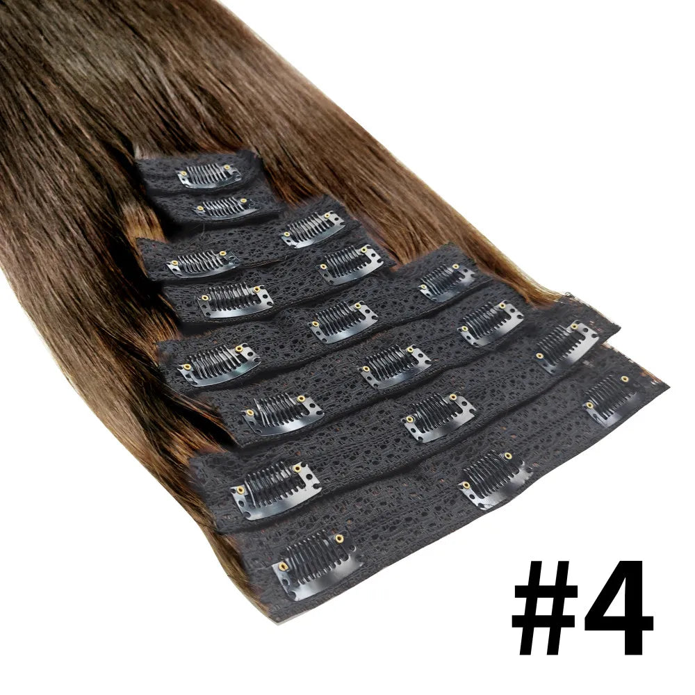 Clip ins Hair Extensions Straight Human Hair 100% Unprocessed Full Head Brazilian Virgin Human Hair Natural Color Clip ins Hair