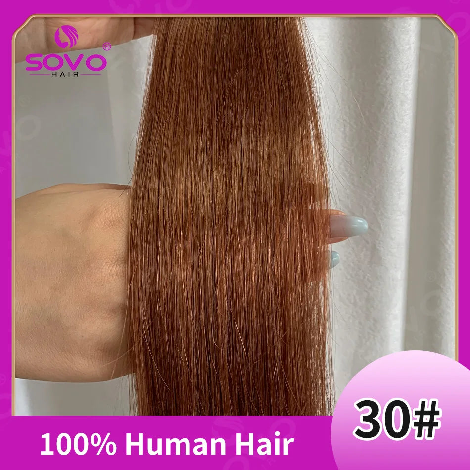 100-200Grams Clip In Hair Extension 100% Remy Human Hair Dark Brown Clip-On HairPiece Full Head 14-28 Inch For Salon Supply