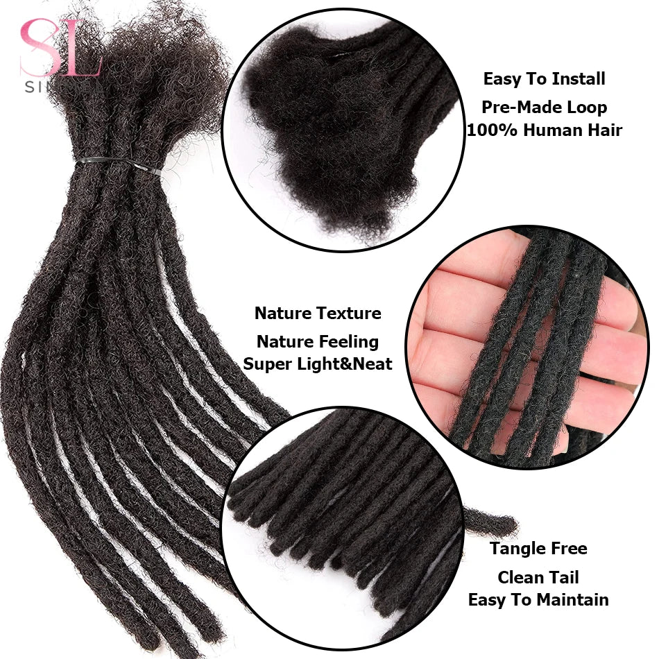 Dreadlock Extensions Real Human Hair For Man/Women 0.4cm Wedth Permanent Loc Extensions 60 Strands 6-22 Inch Brazilian Dreadlock